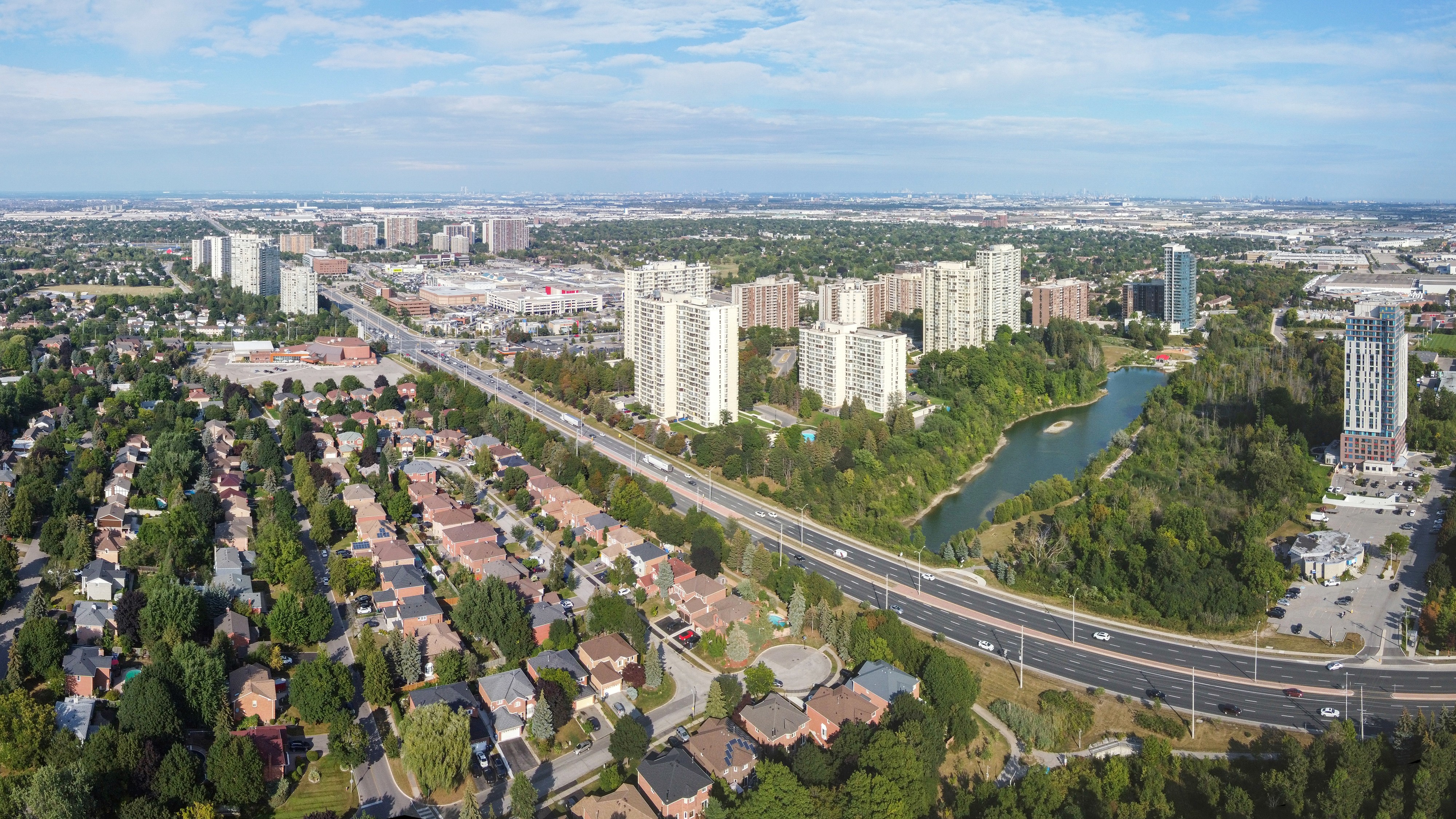 Aerial view of Bramalea residential neighborhood in Brampton
