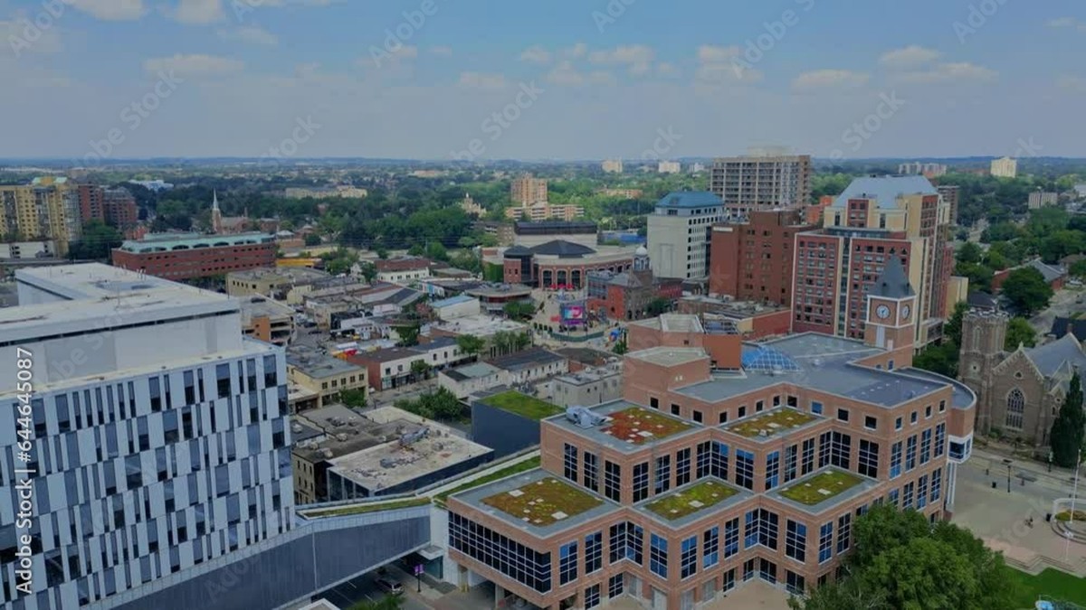 Historic Downtown Brampton with City Hall and Four Corners